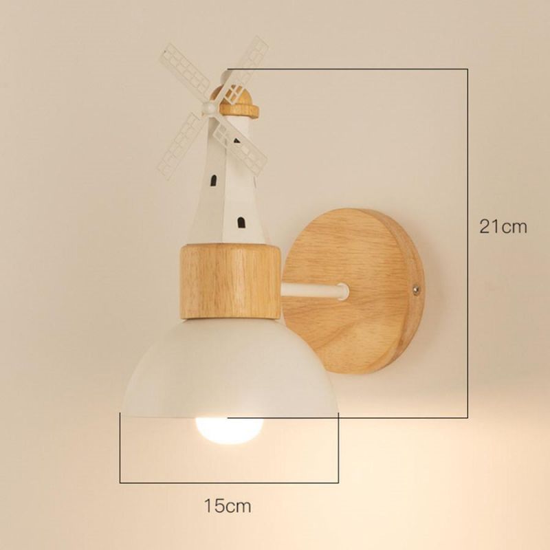 Nordic Minimalist Wooden LED Wall Lamps Windmill Bedside Wood Wall Light (WH-OR-63)