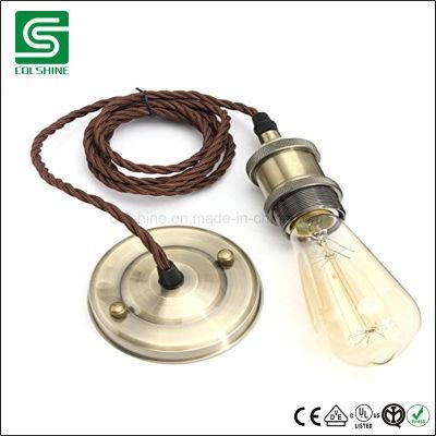 Vintage E27 Ceiling Light Set Pendant Lamp with Fabric Cable