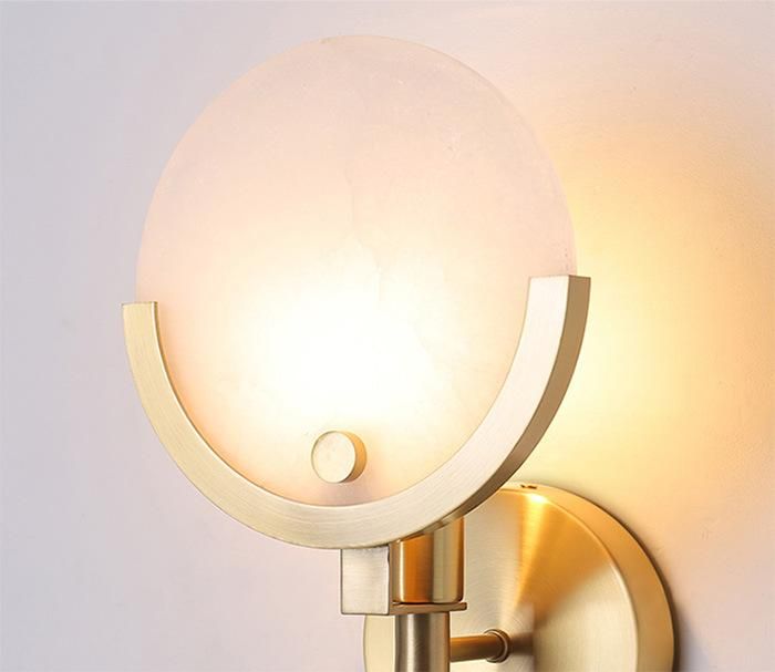 Qaulity Vintage Hotel Lobby Marble Wall Sconce Lamp in Brush Brass Finished
