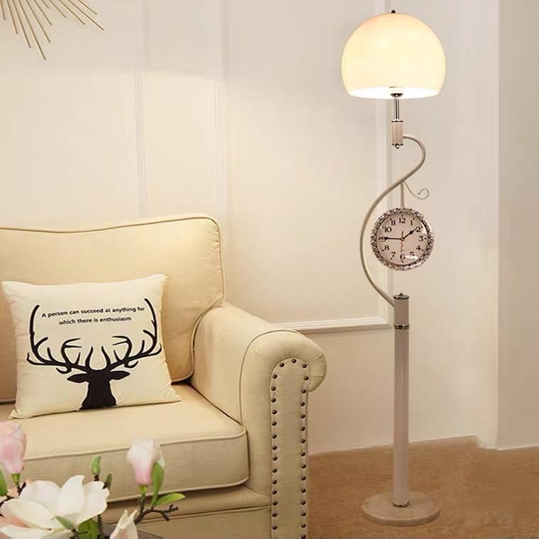 Post Modern Simple Living Room with Clock Vertical Lamp Floor Lamp Bedroom Corner Sofa Creative Iron Lamp Floor Lamp