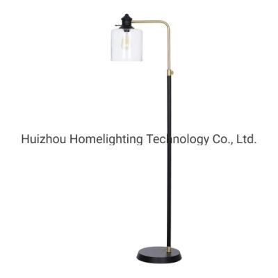 Jlf-3082 Antique Brass Task Floor Lamp with Clear Glass Shade