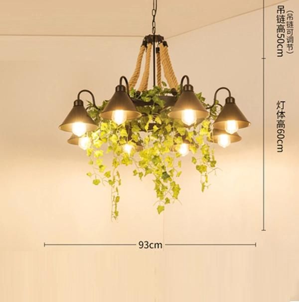Chandeliers Retro Hemp Rope Chandelier Lamps American Country Restaurant Loft Ceiling Light (WH-VP-155)