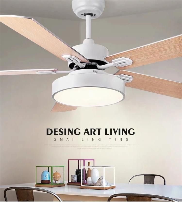 Cooling Fan Hotel Remote Motor Modern Wood Blade Ceiling Fan LED Light Ceiling Fan