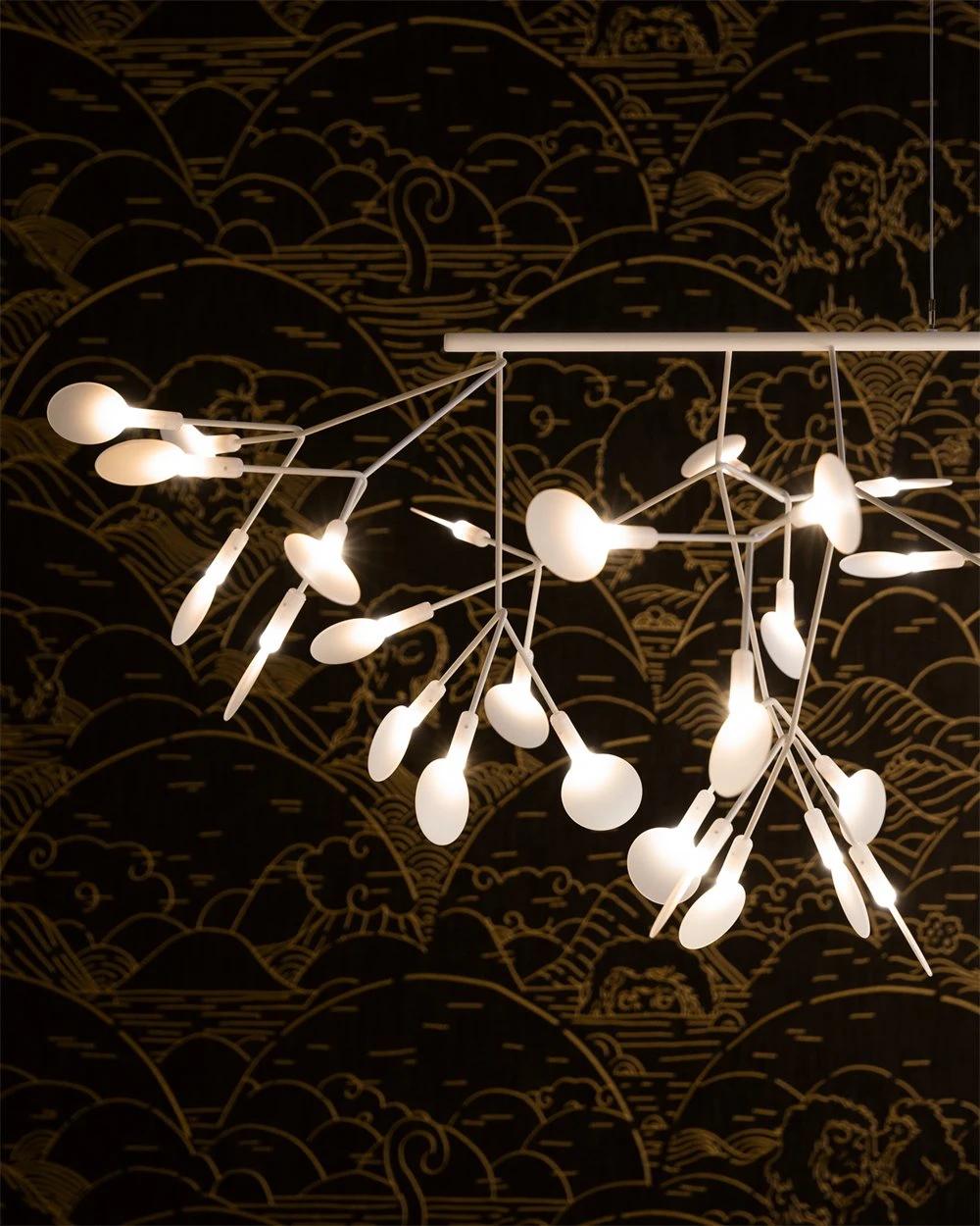 LED Fixtures Luminaires Flower Branches Heracleum Pendant Suspended Blossom Living Room Dining Hallway Lobby Bar Hotel Office Hanging Light Chandelier