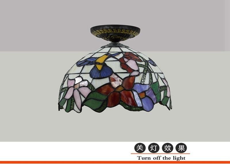 European Countryside Bird Tiffany Multi-Color Glass Restaurant Bedroom Corridor Glass Ceiling Light (WH-TA-23)