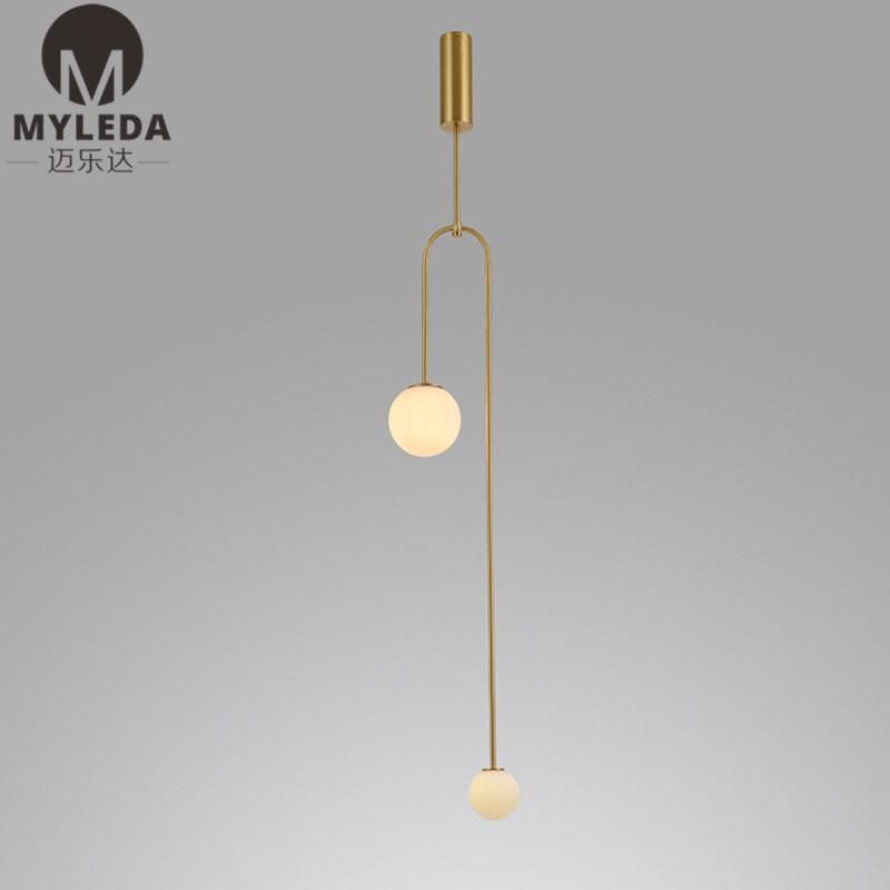 Decorative Gold E14 Vanity Pendant Lamp with Frosted Glass