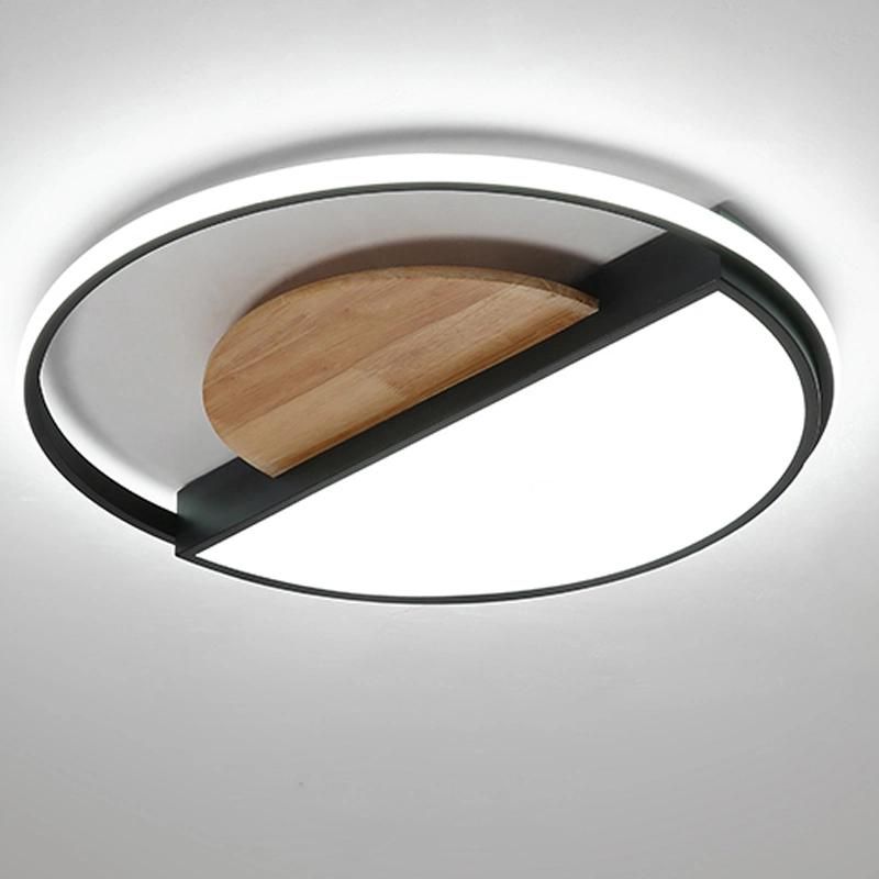 Wood Acrylic Circle Ceiling Light Bedroom Lamp Simple Living Light Bedroom Lamp