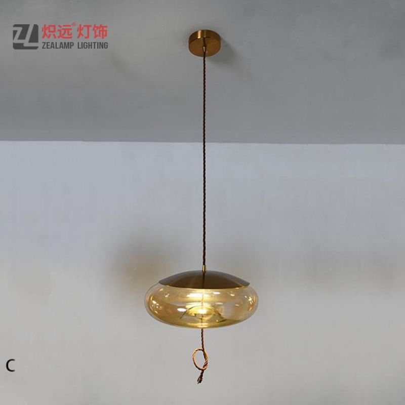 Modern Ballroom Single Glass Ball Hanging Pendant Light