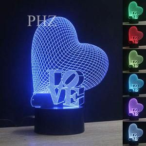 Customized Acrylic 3D LED Night Light with USB Cable