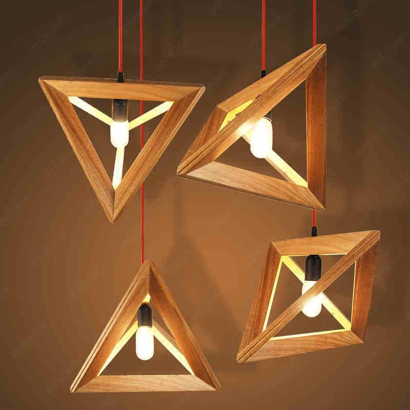 Triangle Rectangle Wood Pendant Hanging Lights for Indoor Home Kitchen Dining Room (WH-WP-14)