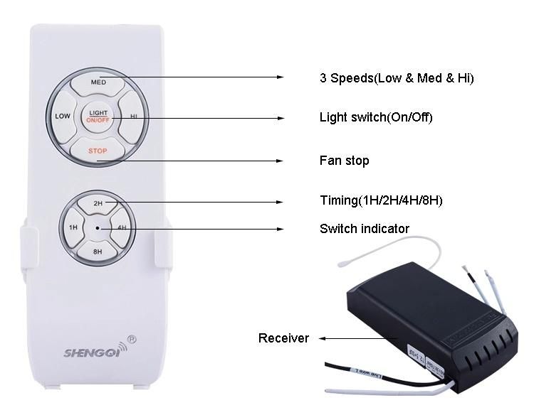 36/42/52 Inch Ceiling Fan with LED Lamp Bluetooth Fan Lamp