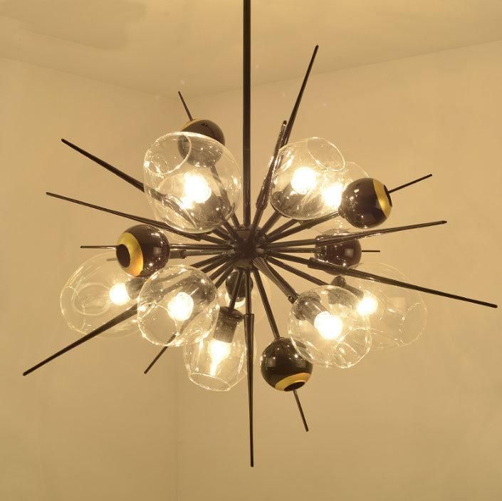 Simple Glass Ball Vintage Decorative Metal Smoky Pendant Lamp