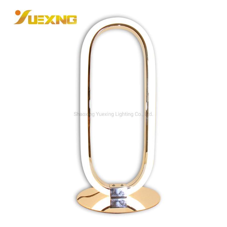 Metal LED Adjustable 18W Oval Round Classical Design Gold Table Lamp Lights for Bedroom, Living Room, Office
