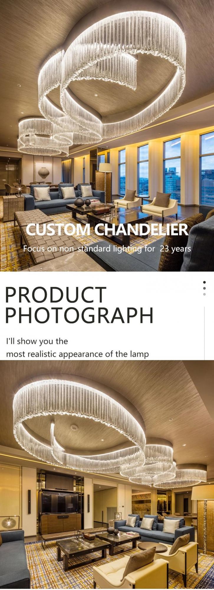 CE Rohs Certificated Hotel Lobby Commercial Custom Project Luxury Crystal LED Chandelier Light