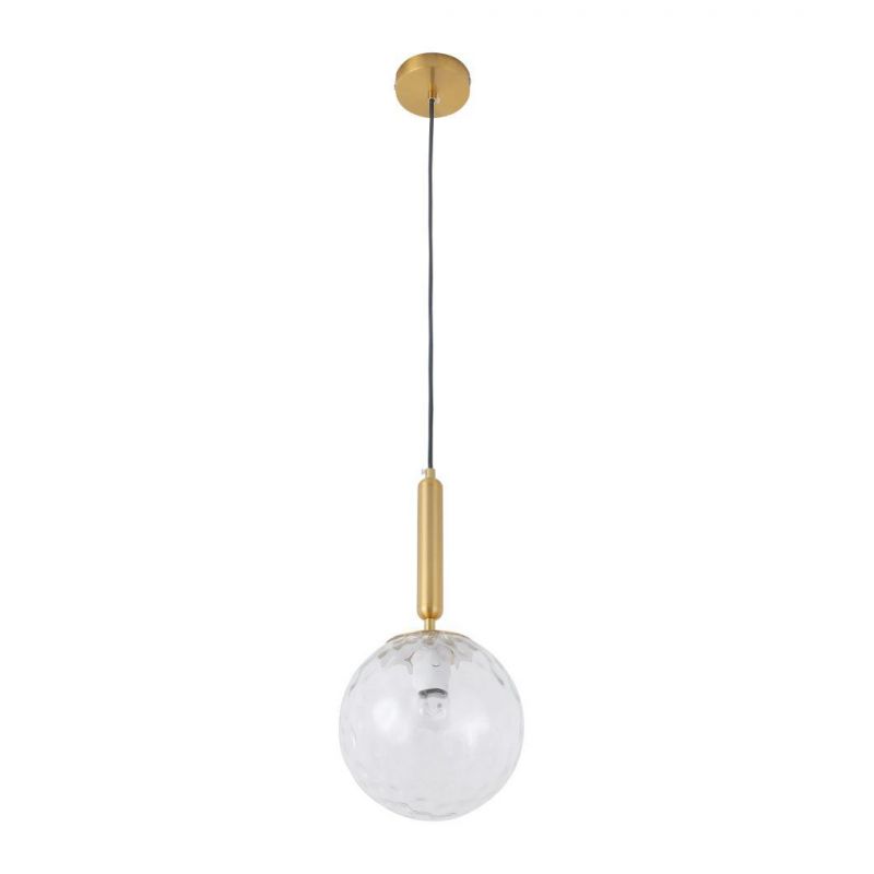 China Manufacture Metal Glass Transparent Single Ball Hanging Lamp Round Iron Chandelier Ceiling Light E27 Indoor Pendant Light