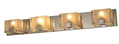 Simple Four Light Square Frosted Glass Vanity Wall Lamp