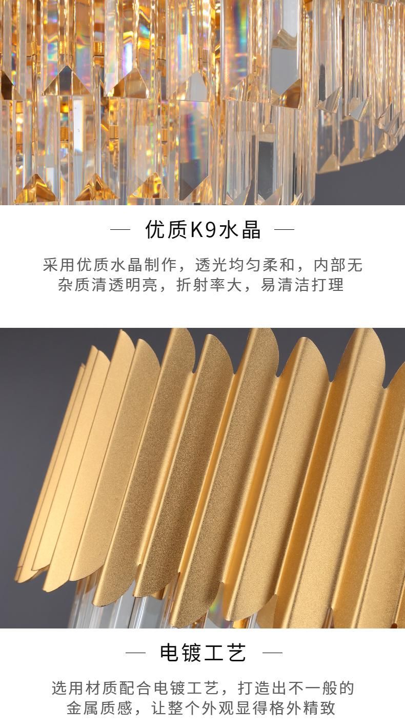 Beautiful Large Size Art Style Crystal Staircase Hanging Pendant LED Light for Hotel Home