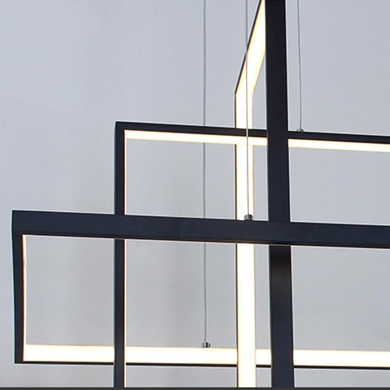 Modern Cube Aluminium LED Simple Squares Banquet Hall Chandelier Pendant Lamp