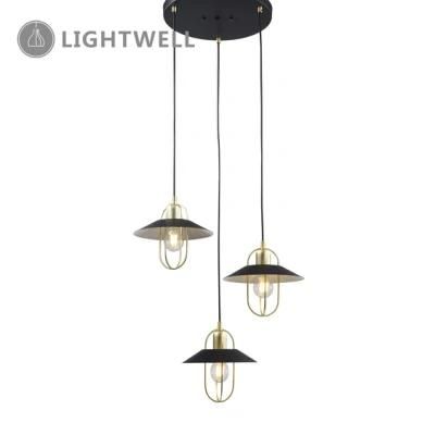 3LT Simple Indoor Iron Pendant Lamp with Round Canopy