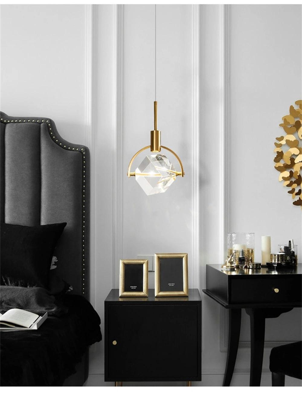 Nordic Restaurant Lamp Single Head Round Bedroom Bedside Lamp Creative Bar Island Pendant LED Modern Luxury Crystal Chandelier