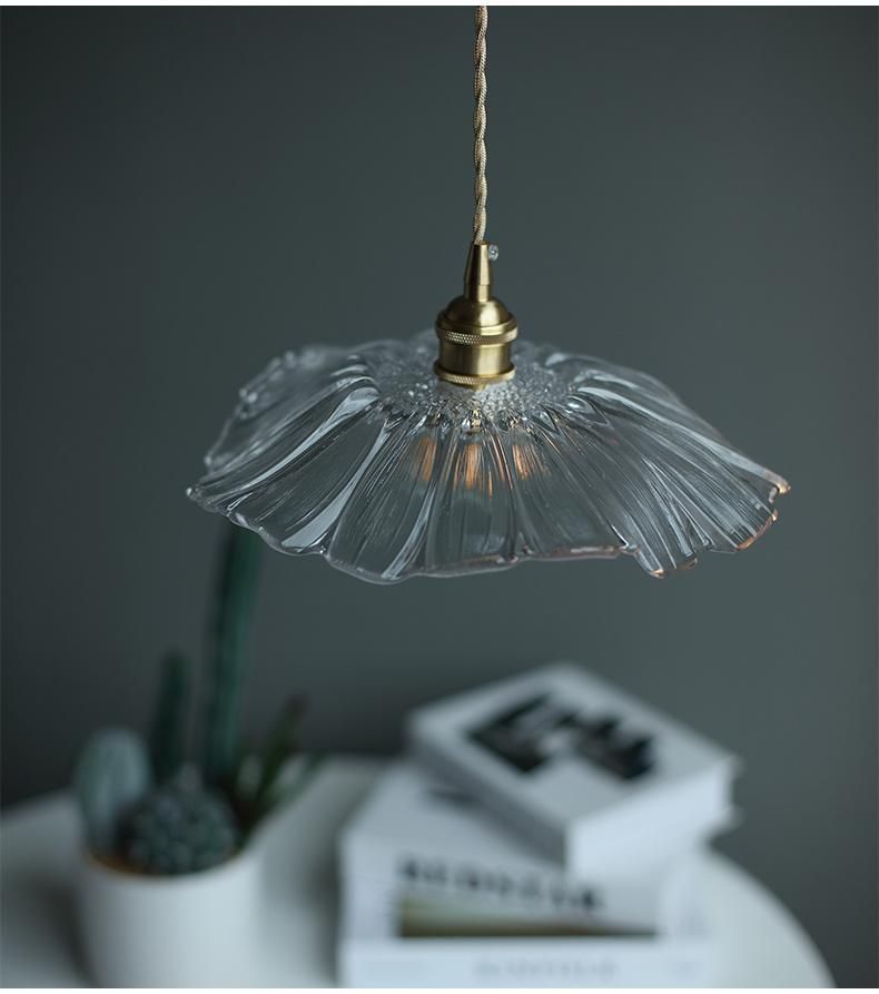 Vintage LED Pendant Lights Lotus Glass Hanging Lamps Home Lotus Lamp (WH-GP-106)