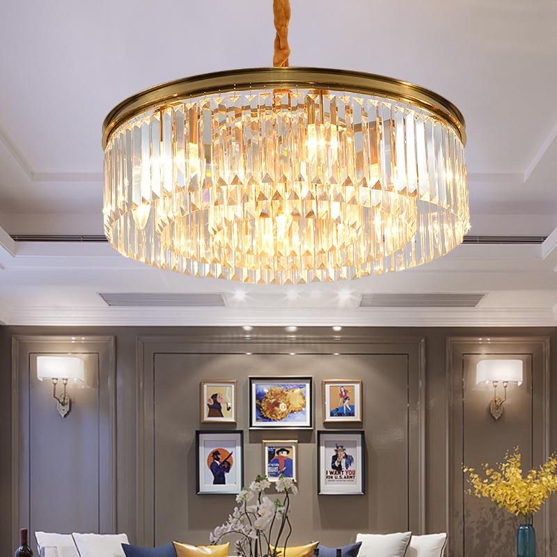 Gold Suspension Round Design Crystal Pendant Lamp for Indoor Home Ceiling Decor (WH-AP-95)