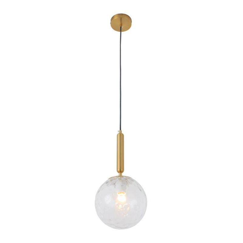 Hotsale Metal Glass Transparent Single Ball Hanging Lamp Round Iron Chandelier Ceiling Light E27 Indoor Pendant Light