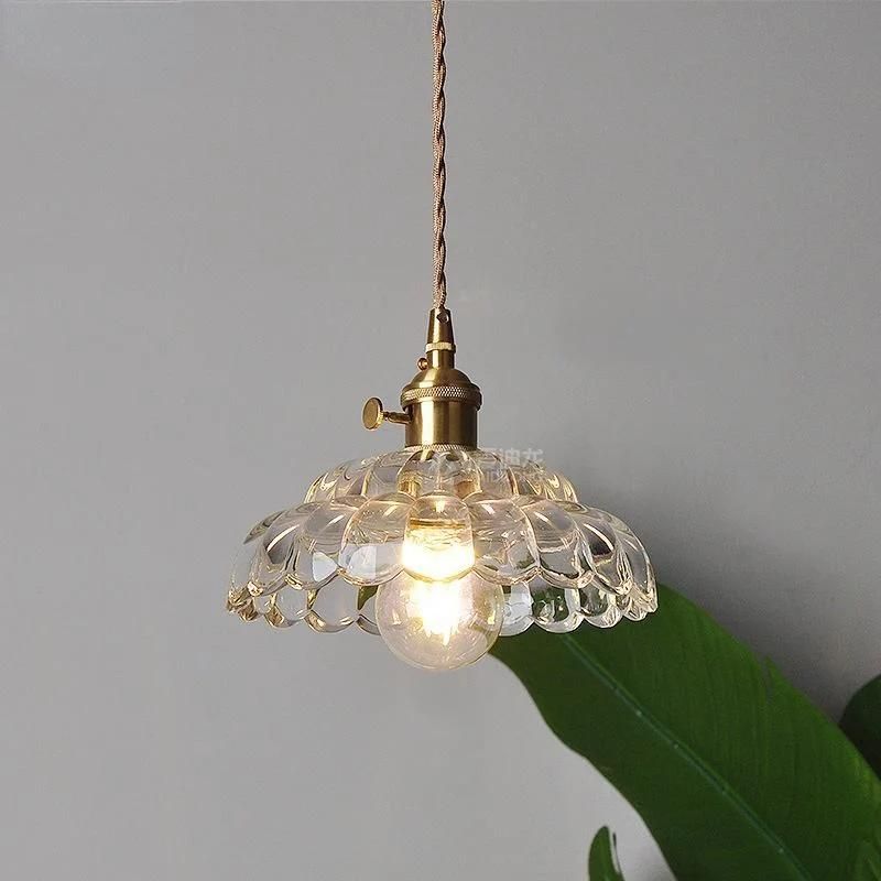 Modern Glass Flower Pendant Light Fixture Luminaire Kitchen Dining Room Restaurant Decoration Hanging Lamp (WH-GP-56)