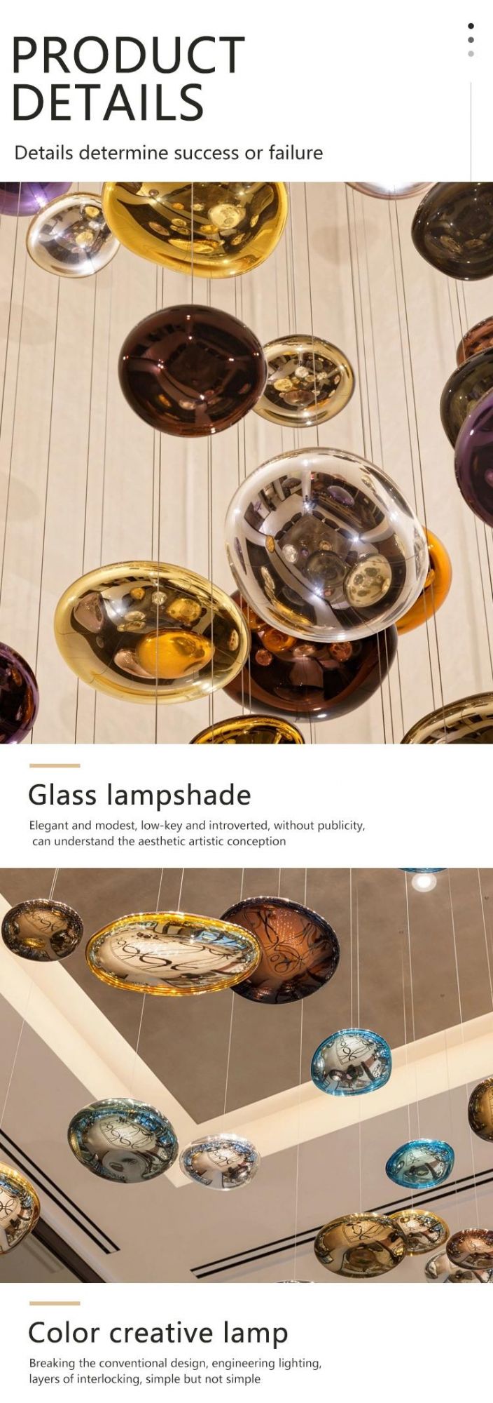 Glass Stone Lamp Decorative Villa Exhibition Hall Commercial Stair LED Custom Chandelier Light