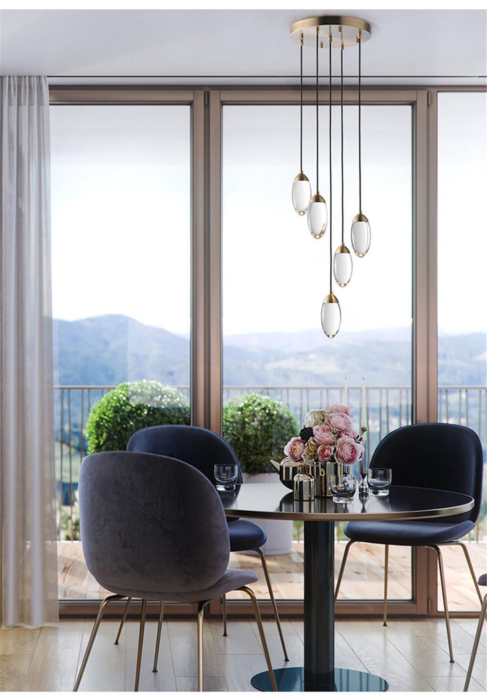 Crystal Stair Chandelier Lighting Modern Copper Luxury Design Hanging Lamp