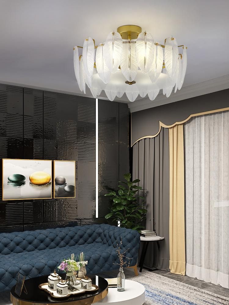 Light Luxury Ceiling Lamp Post Modern Minimalist Bedroom Lamp Creative Leaf Chandelier (WH-CA-77)