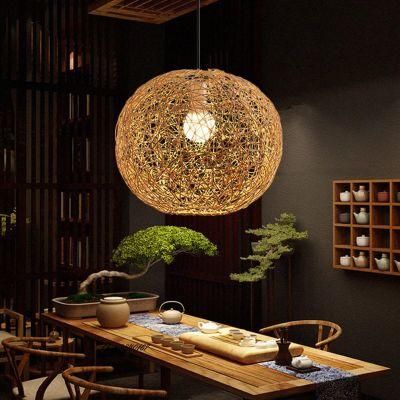 Vintage Rattan Lamp Pendant Lights Farmhouse Style Handmade Restaurant Round Ball Chandelier (WH-WP-50)