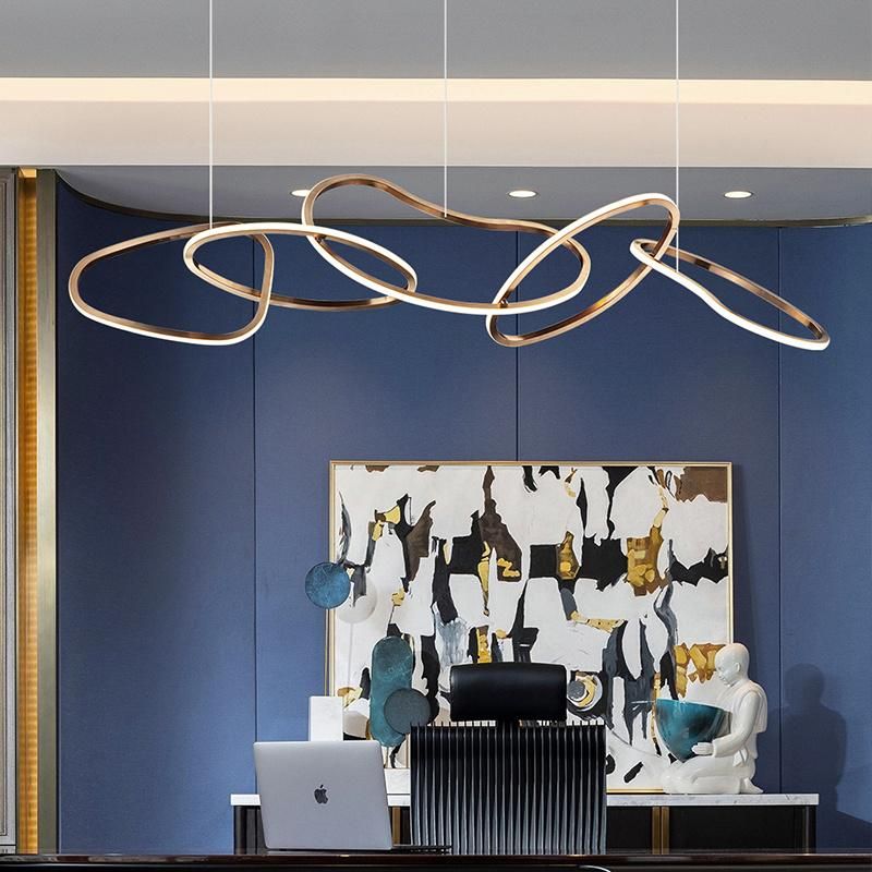 2022 Restaurant Light Luxury Creative Bar Counter Personalized Stainless Steel LED Pendant Lamp Chandeliers
