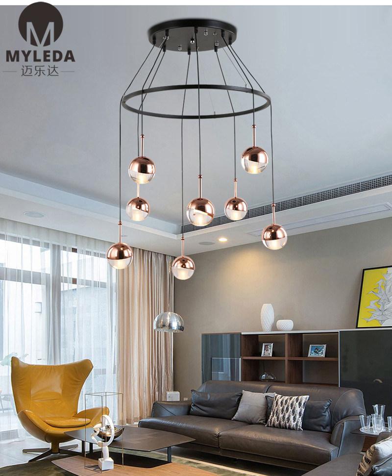 Modern Metal Pendant Lamp Glass LED Hotel Pendant Lamp