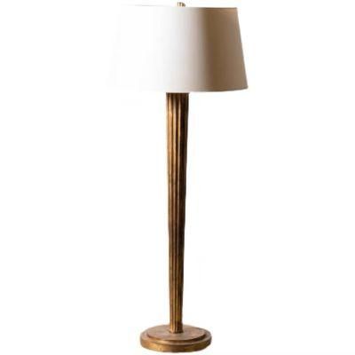 Retro Inverted Cone Wood Carved Gold Foil Floor Lamp for Residential Hotel Living Room Lobby Soft Decorative Bedroom Vertical Table Lamp