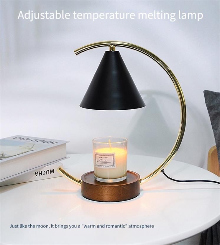 Fashion Dimming Korea Fragrance Candle Wax Melting Lamp Natural Wooden Base Candle Warmers Melting Wax Desk Lamps
