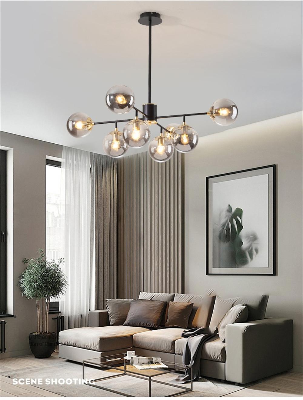 Nordic LED Chandelier for Living Room Dining Kitchen Gold Modern Ball Ceiling Hanging Lamp in The Hall Loft Home Light Fixture