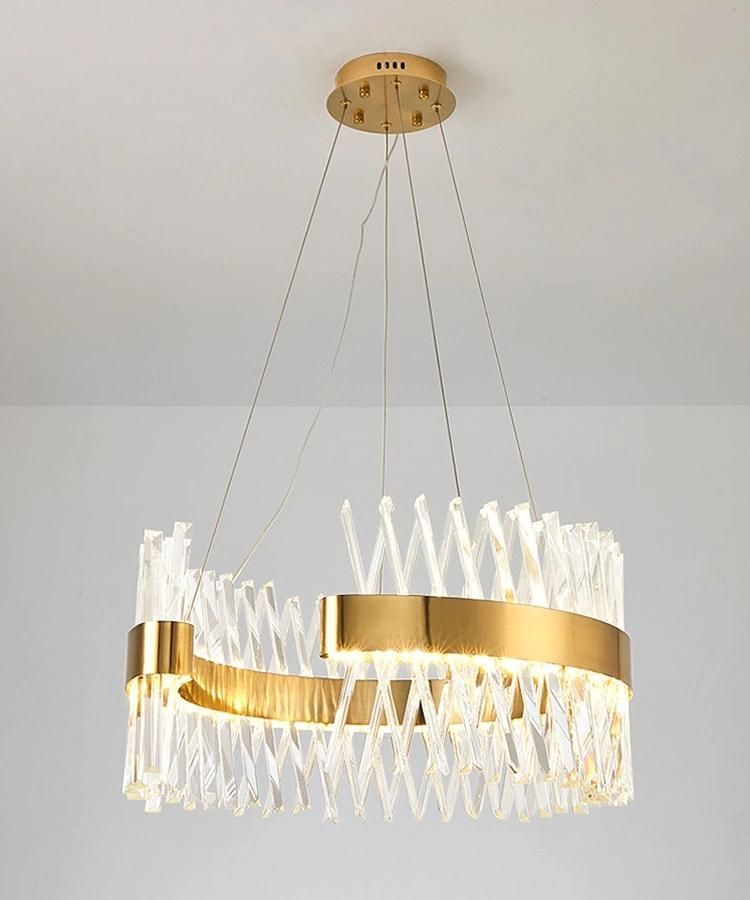 Post Modern Round Luxury Restaurant Crystal Chandelier Pendant Light in Gold
