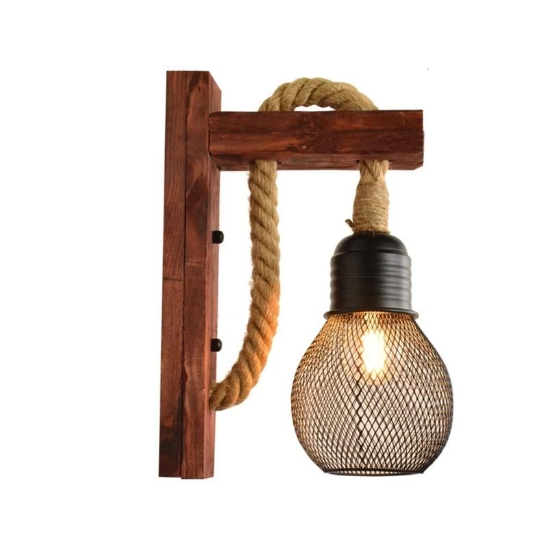 Vintage Wooden Wall Light for Restaurant Coffee Shop Decor Rope Wall Lamp (WH-VR-51)
