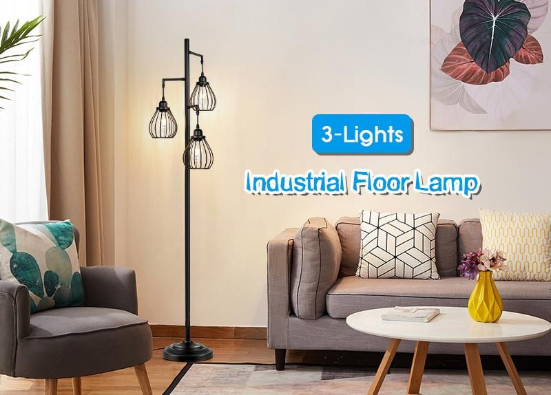 Nordic Indoor Farmhouse LED Light Sturdy Base High Retro Pole Floor Lamp