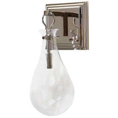 Polished Nickel Base and Glass Globe Shade Wall Lamp.
