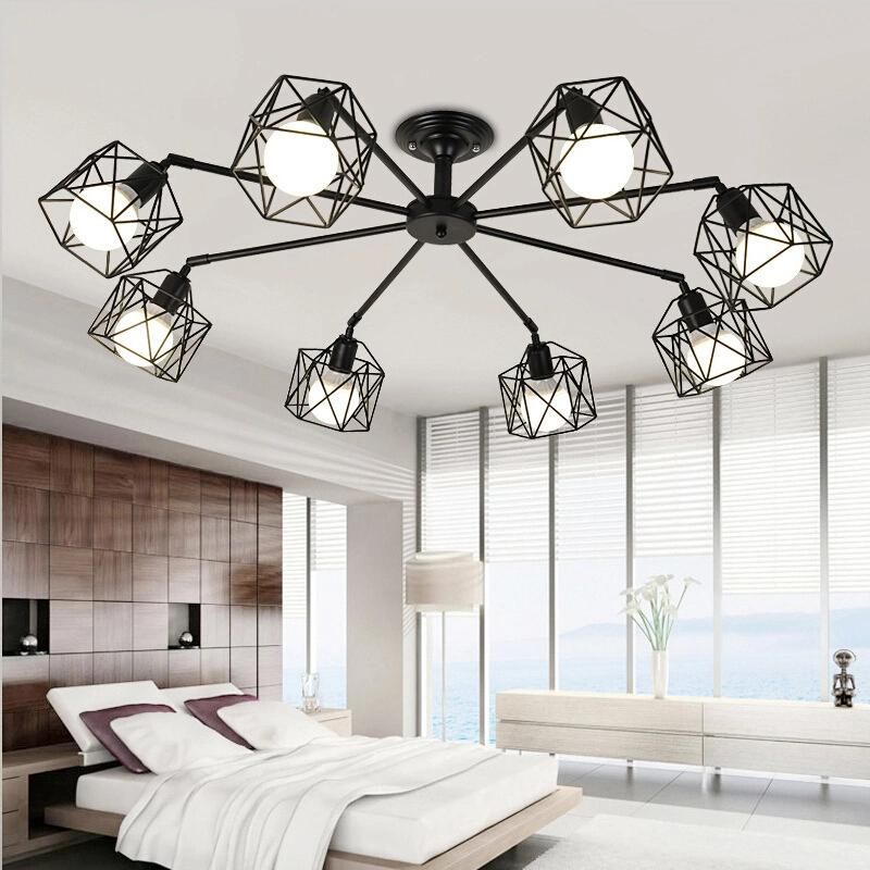 American Iron Chandelier Cage Kitchen Bedroom Living Room Home Decor Black Chandelier Lighting (WH-VP-64)