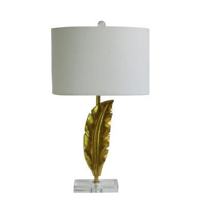 Modern Antler Shaped Golden Poly Resin Hotel Table Lamps with Clear Crystal Base for Guest Room Lobby Decor