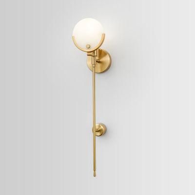 New Chinese Style Living Room Bedroom Full Copper Marble Wall Lamp