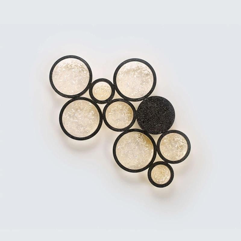 2022 Modern Hotel Lobby Round LED Ring Ceiling Light Black and Gold Chandelier Light