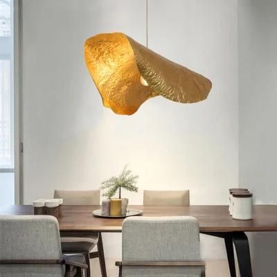 Creative Golden Lotus Leaf Chandelier Restaurant Bedside Lighting &amp; Q Pendant Lamp Shades