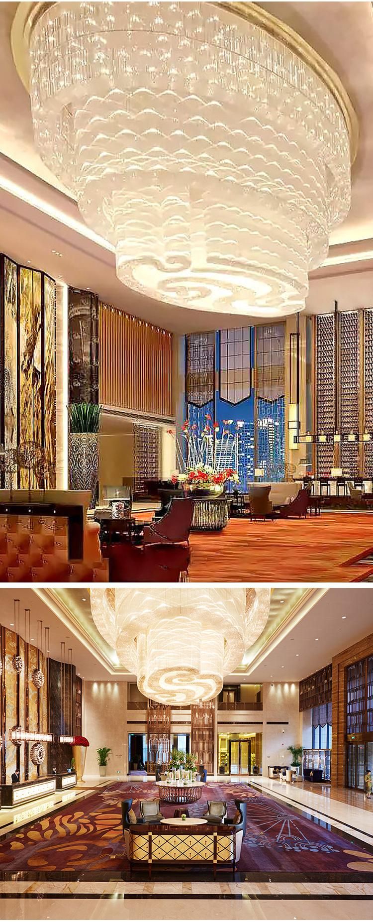 China Wholesale Stairway Clubhouse Custom Project Luxury Glass LED Chandelier Lamp
