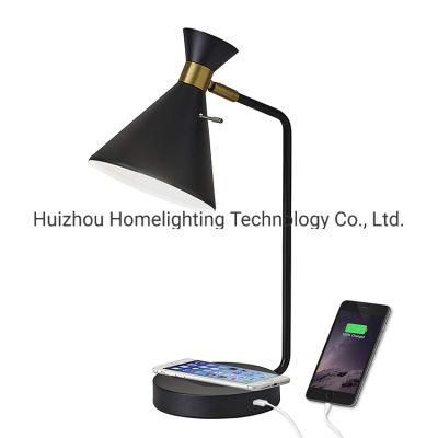 Jlt-9307 Bedside USB Charging Table Lamp with Qi Wireless Charging