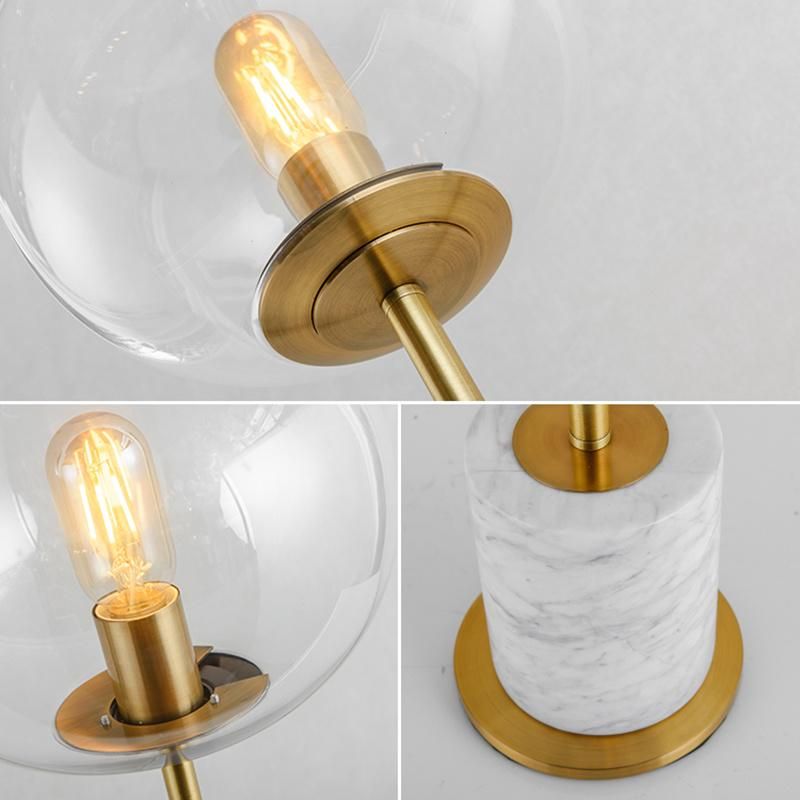 Decorative Marble Base Glass Ball Shade Table Desk Light E27 Modern Decoration Table Lamp for Bedroom