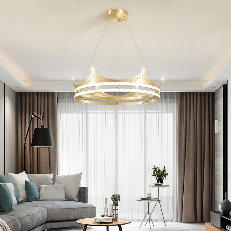 Crown Design Modern Style Living Room Chandelier Bedroom Pendant Lamp